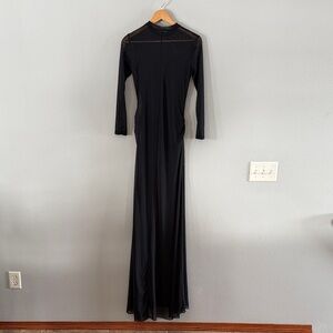 Elegant Black Sheer Long Sleeve Dress